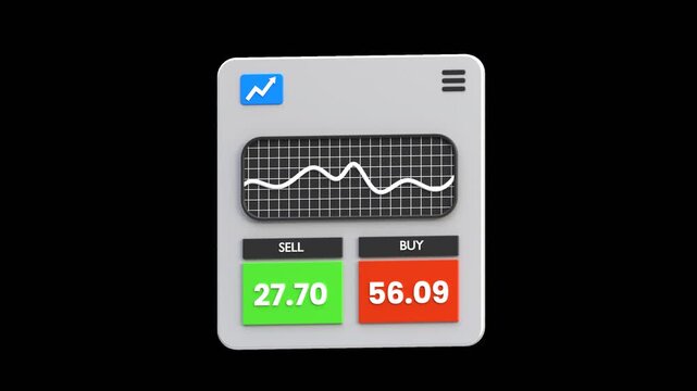 3D Stock Market Trading Interface with Buy Sell Data | Alpha Channel