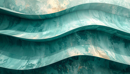 Obraz premium Wavy Teal Metallic Surface Closeup Detail.
