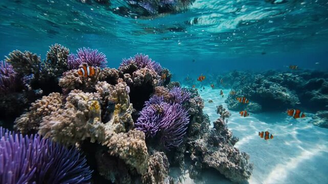 ターコイズラグーン水中マクロ映像・珊瑚礁生態系クローズアップ熱帯魚