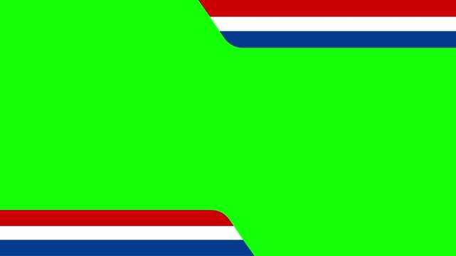 Animated Dutch flag elements slide in from the side to form a border over a green screen chroma key. Perfect for news transitions, patriotic events, and national celebrations.