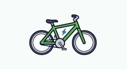 Fototapeta premium Pixel Art Green Electric Bicycle Ebike On Light Blue Background