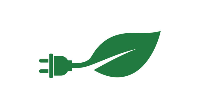 Green leaf plug eco friendly symbol.