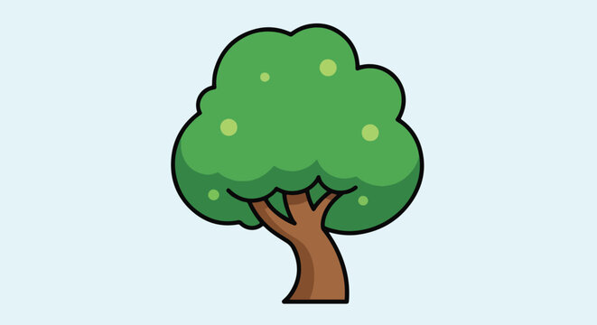 Pixel Art Green Tree With Apples Isolated On Light Blue Background
