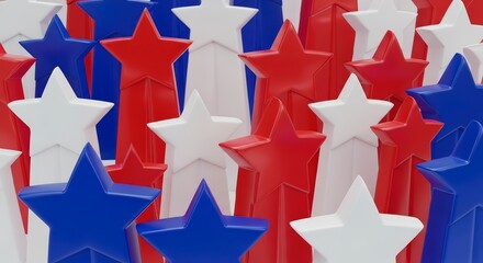 Obraz premium Red white and blue star shapes.