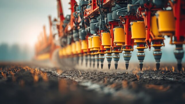 Precision planter unit equipped with individual seeding mechanisms working on tilled soil in agricultural field