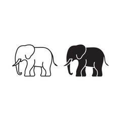 Fototapeta premium Two elephants depicted in contrasting black and white line art styles