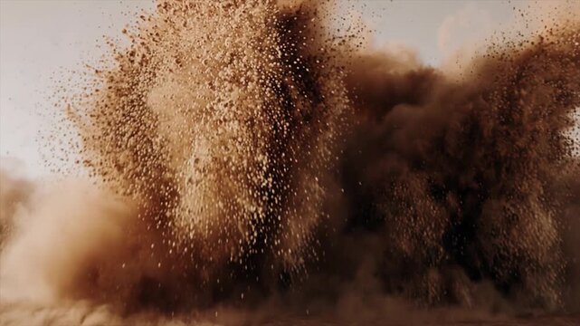 砂嵐の壁 地上視点 接近する砂嵐 ハブーブ映像