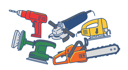 Naklejka premium Collection of power tools equipment.