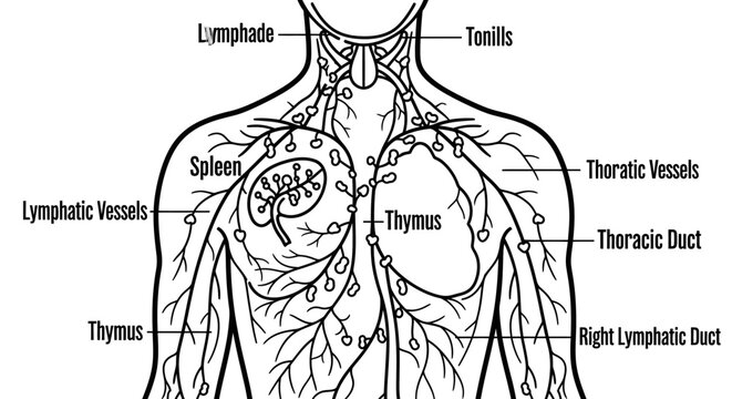 Human body immune system anatomy.