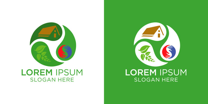 Eco friendly logo designs with green and white backgrounds