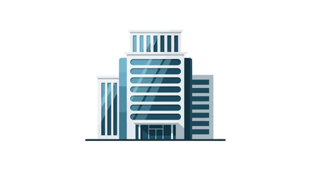 Obraz premium Modern Office Building Flat Vector Illustration Isolated on White Background - Corporate Skyscraper Architecture Icon