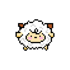 Fototapeta premium Vector Illustration of Cute Sheep Character with Pixel Art Design
