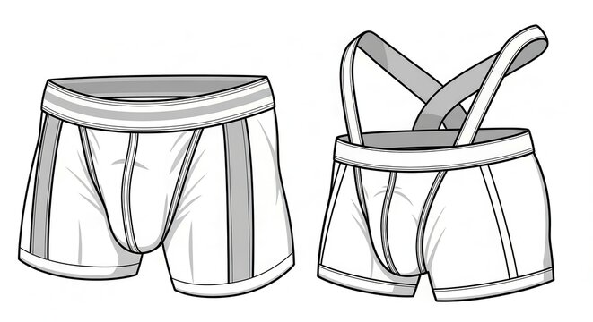 Men's Boxer Briefs with Suspenders - Front and Back View Fashion Design