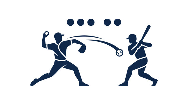 Baseball Game Silhouette with Pitcher and Batter