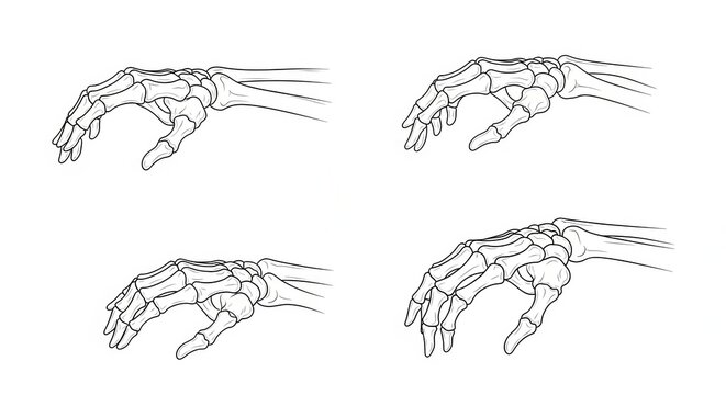 Human Hand Anatomy Skeleton Bones Diagram Medical Illustration