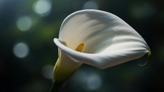 Elegant white calla lily flower in soft focus, natural beauty, close-up shot.