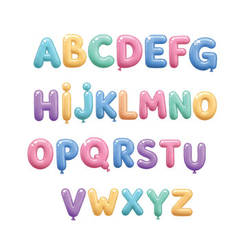 Colorful balloon alphabet letters set.