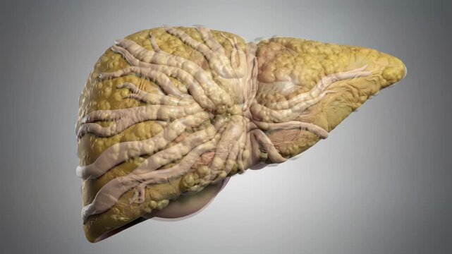 Medical Animation Showing NAFLD Progression to Liver Cirrhosis