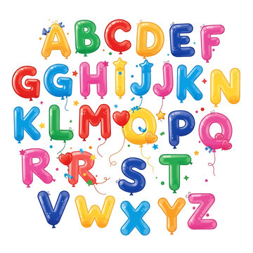 Colorful Alphabet Letters Balloons Isolated.