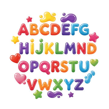Colorful Alphabet Letters in Shapes.