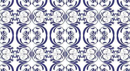 Obraz premium Blue and white decorative floral pattern.