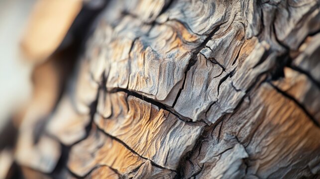 Chilean wine palm trunk with textured fibrous bark, generative ai