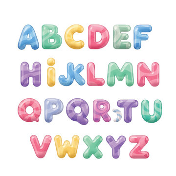 Colorful Alphabet Letters in Watercolor Style.