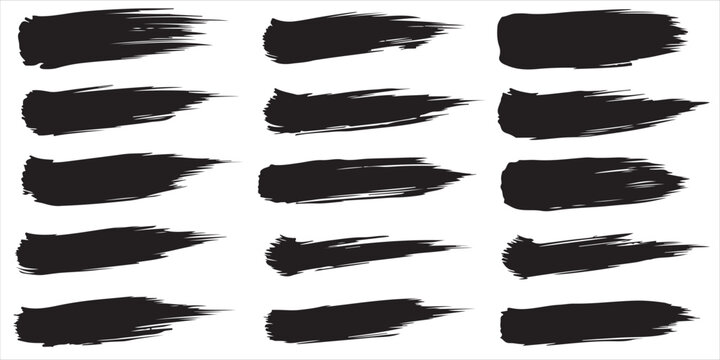 set of black ink splashes