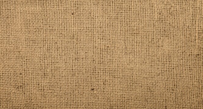 Top view close up of natural burlap fabric featuring rough woven texture and abstract background