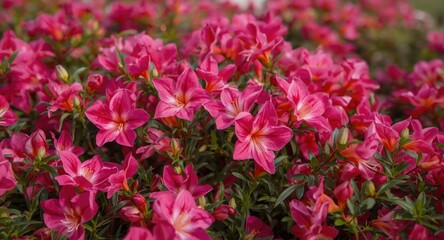 Fototapeta premium Vivid blossoms flourishing in a floral bed with greeting card design potential