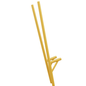 Abstract 3D bamboo stilts from perspective view isolated on white background representing traditional Indonesian walking game equipment balance activity concept