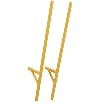 Abstract 3D pair of bamboo stilts isolated on white background representing traditional Indonesian walking game equipment cultural activity concept