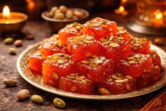 Traditional Indian sweet Karachi halwa made with cornflour