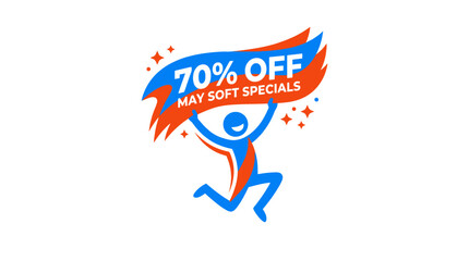 Obraz premium Joyful Person Announces 70% Off May Soft Specials