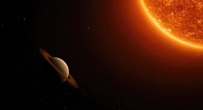 Theoretical representation of a distant planet in the sun's gravitational field
