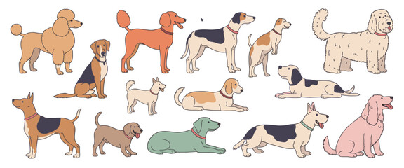 Obraz premium Diverse Collection of Cartoon Dogs in Various Poses