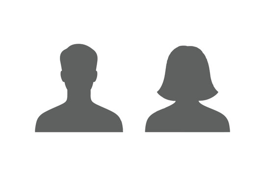 Set of icon avatar profile icon in silhouettes. Profile icon. Avatar icons set. Male and female head silhouettes. Man and woman avatar profile. Male and Female face silhouette icon.