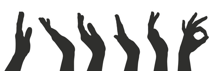 Fototapeta premium Silhouette Hands in Various Poses illustration vector