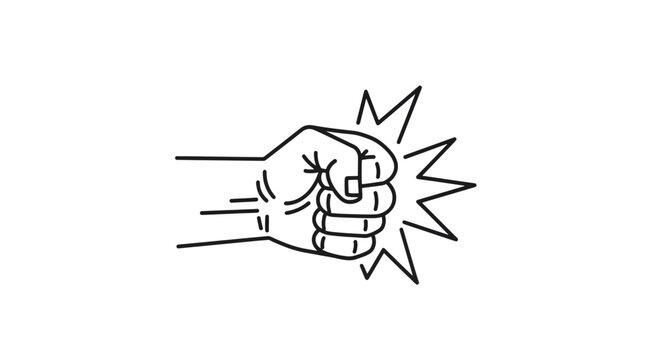 Fist bump with impact lines for conflict resolution or strength