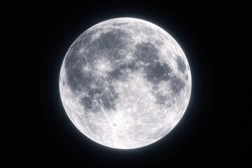 Fototapeta premium Close up view of the moon glowing brightly against a pitch black background