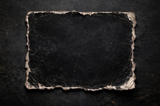 A distressed black photo card featuring torn edges and a rugged surface ideal for collage projects