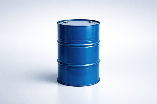 Isolated blue oil barrel standing alone on a clean background