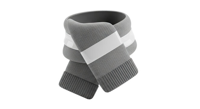 Grey knitted scarf with white band