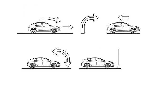 Car Maneuvers: Driving, Turning, Parking, Reversing Explained with Arrows