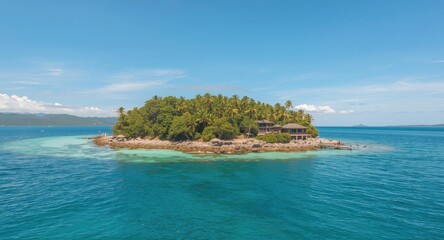 Obraz premium Hidden Island Retreat Surrounded by Calm Azure Waters