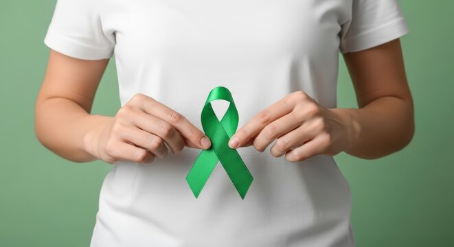 Mental Health Awareness Green Ribbon Support.