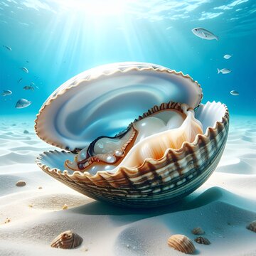 Pearl in a Shell - Underwater Treasure and Marine Life.