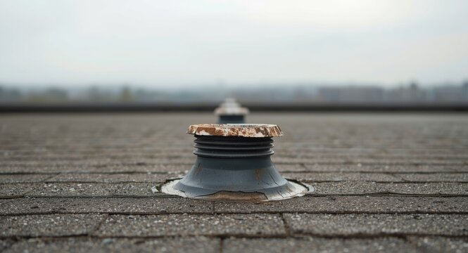 Worn vent pipe flashing as a sign of roof damage requiring careful inspection