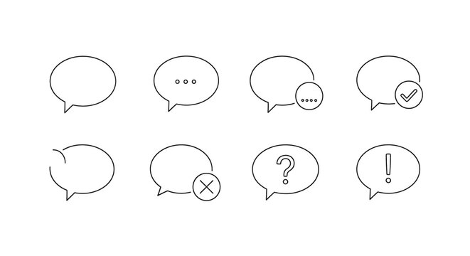 Collection of speech bubbles and icons.
