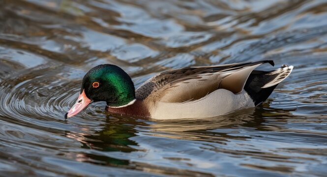 Springtime diving view of a Canvasback duck in natural habitat
